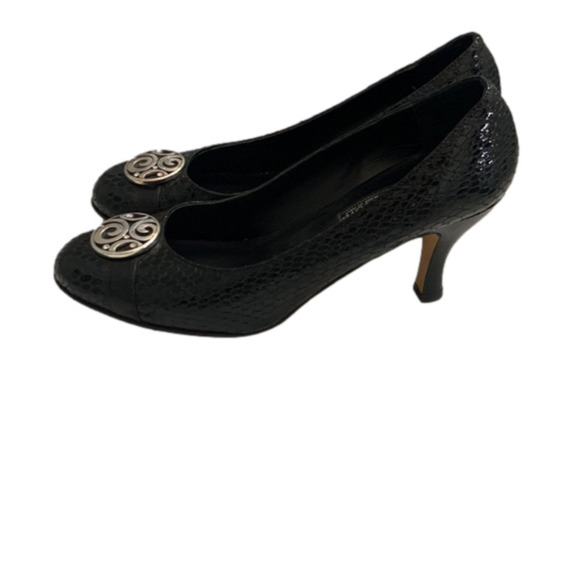 Brighton Python leather black heels like new size 7 made in Italy - Picture 8 of 10